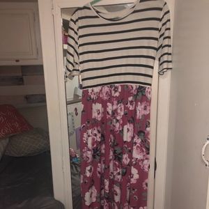 Striped and Flower Dress
